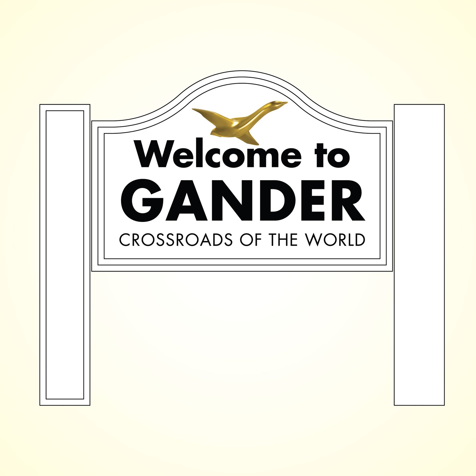 A screenshot from the Adobe Illustrator file used to create the welcome to Gander signs.