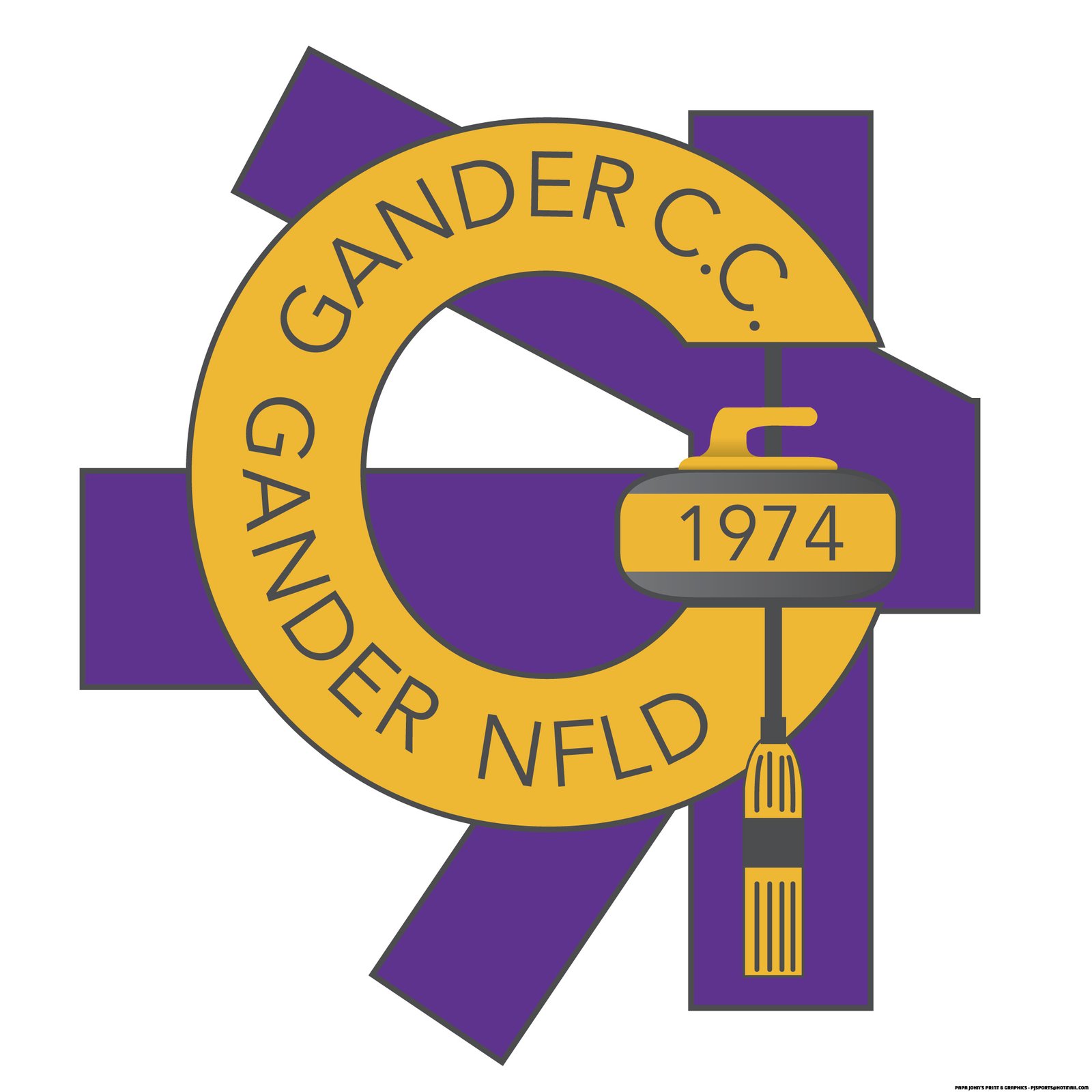 The logo of the Gander Curling Club.