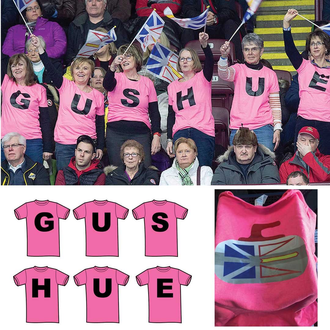 The Gushue Girls and their shirts which spell G.U.S.H.U.E.