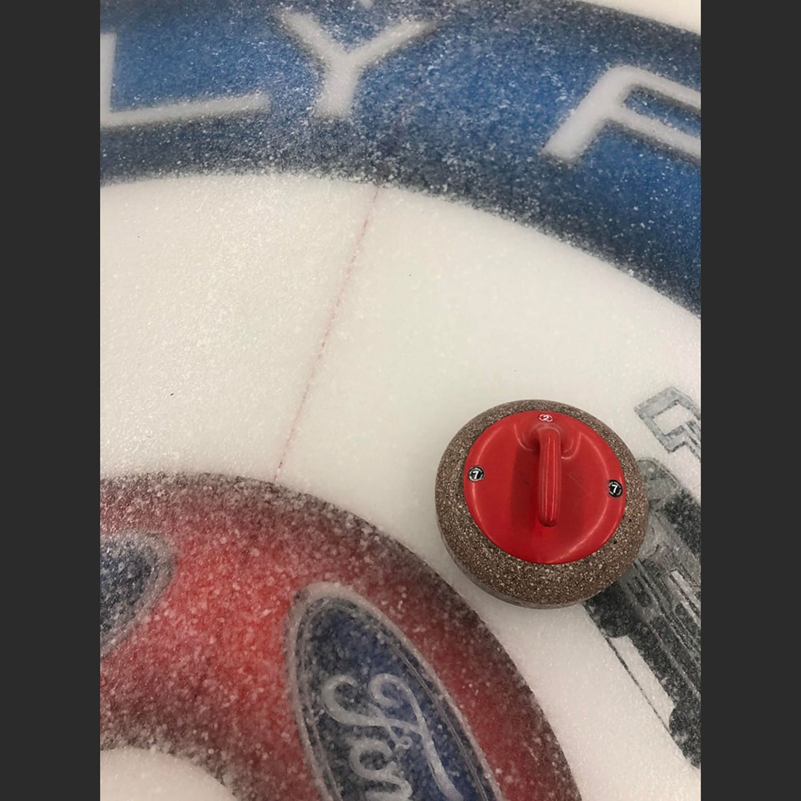 A close up of a Kelly Ford curling house