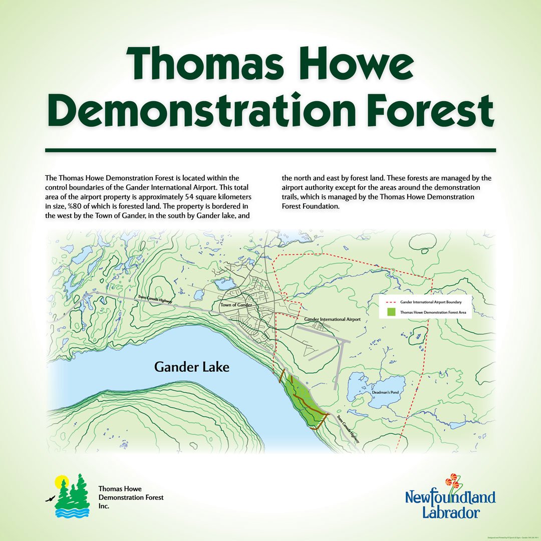 An informational sign about Thomas Howe Demonstration Forest.