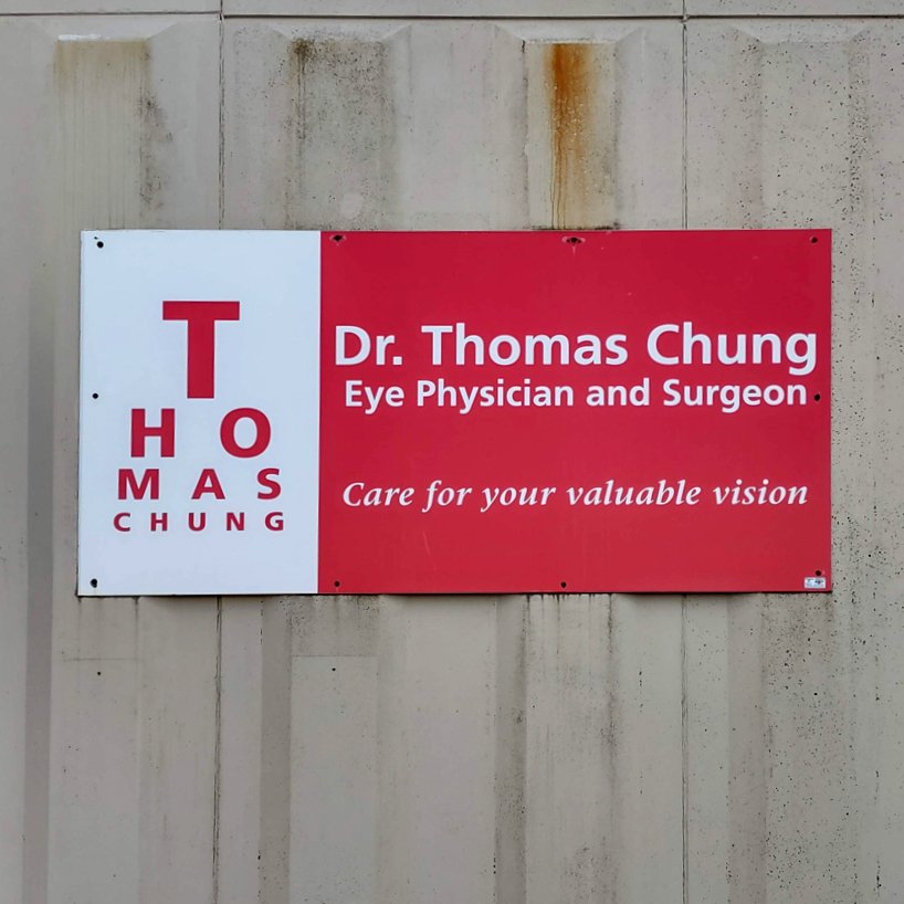 Dr Thomas Chung's sign outside of the Fraser Mall