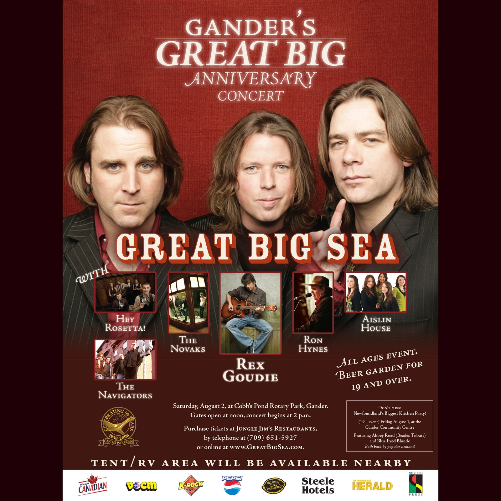 A poster for the Great Big Anniversary Concert from 2008, Featuring Great Big Sea.