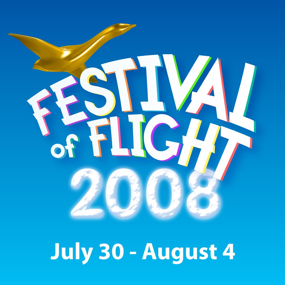 Festival of Flight 2008 Identity. Looks like it's floating in the sky. 2008 is made of coulds.